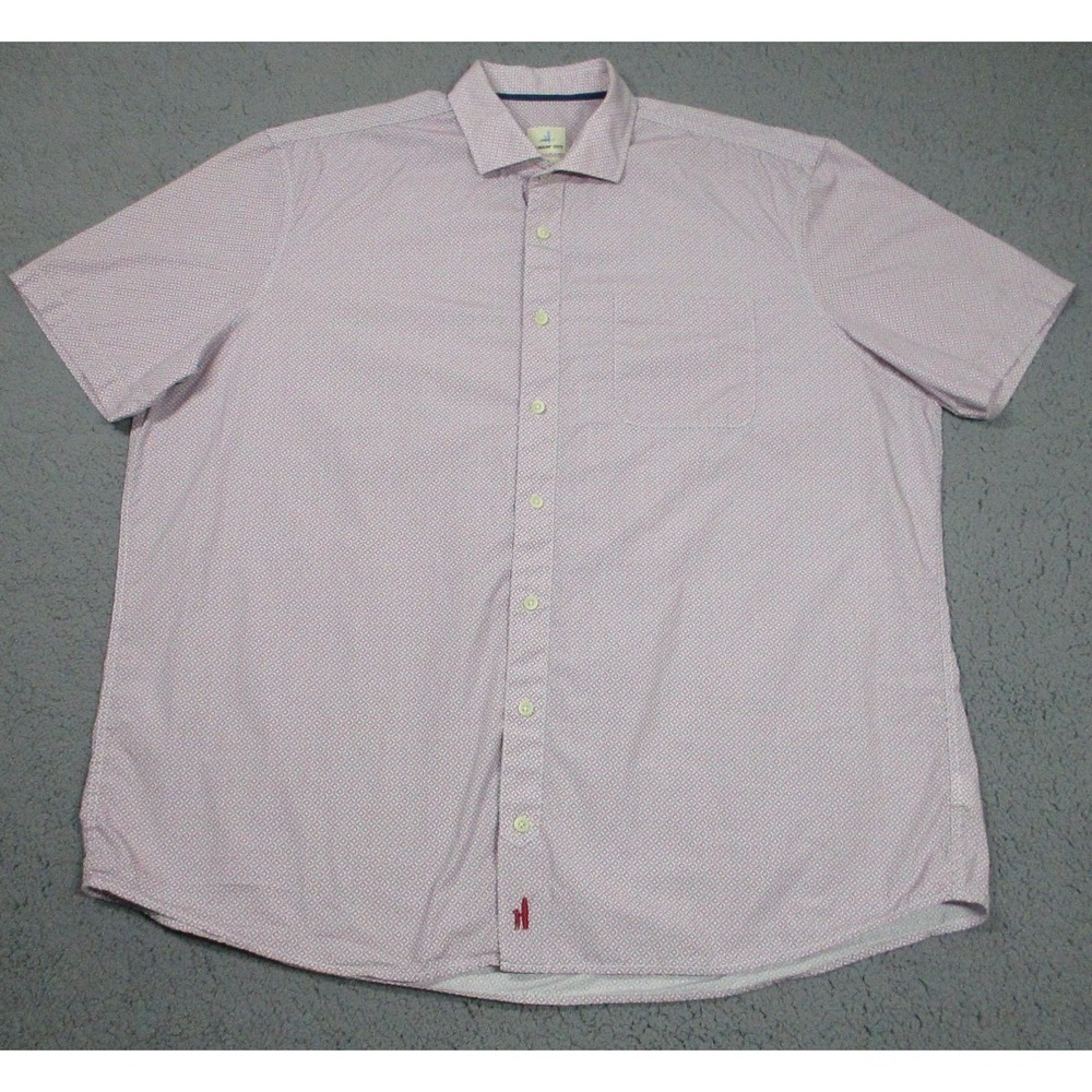 Johnnie-O Hangin' Out Shirt Mens 2XL Pink Strawberry Geo Print Short‎ Sleeve